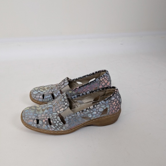 Rieker Leather Flats Slip On Pastel Square Toe Comfortable Anti Stress - Picture 3 of 7